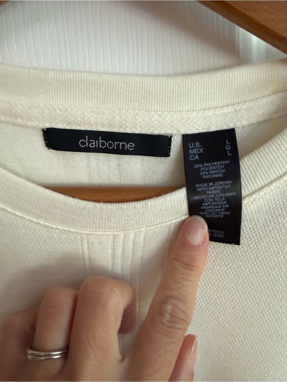 Claiborne Cream Crewneck Sweater - Subtle Rib Detail - Picture 2 of 5